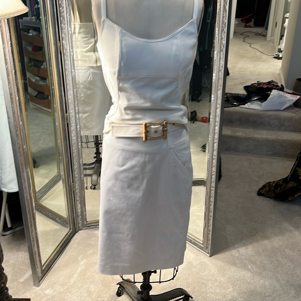 Cream color, two-piece top and skirt